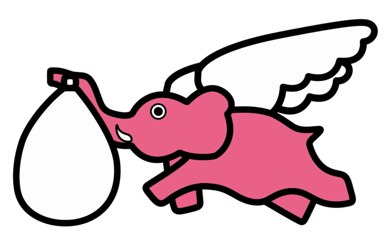 ピンクのぞうさんのロゴマーク